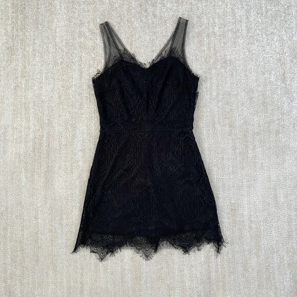 I Joah Black Lace Mesh Cocktail Summer Low Back Mini Dress S - Picture 1 of 11